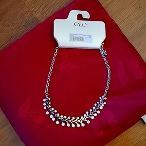 Cato silver & rhinestone necklace lobster claw fastener 19" Adjustable New…